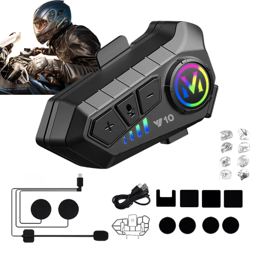 RideCom™ | Intercomunicador Para Casco De Moto, Bluetooth 5.3, Ipx6