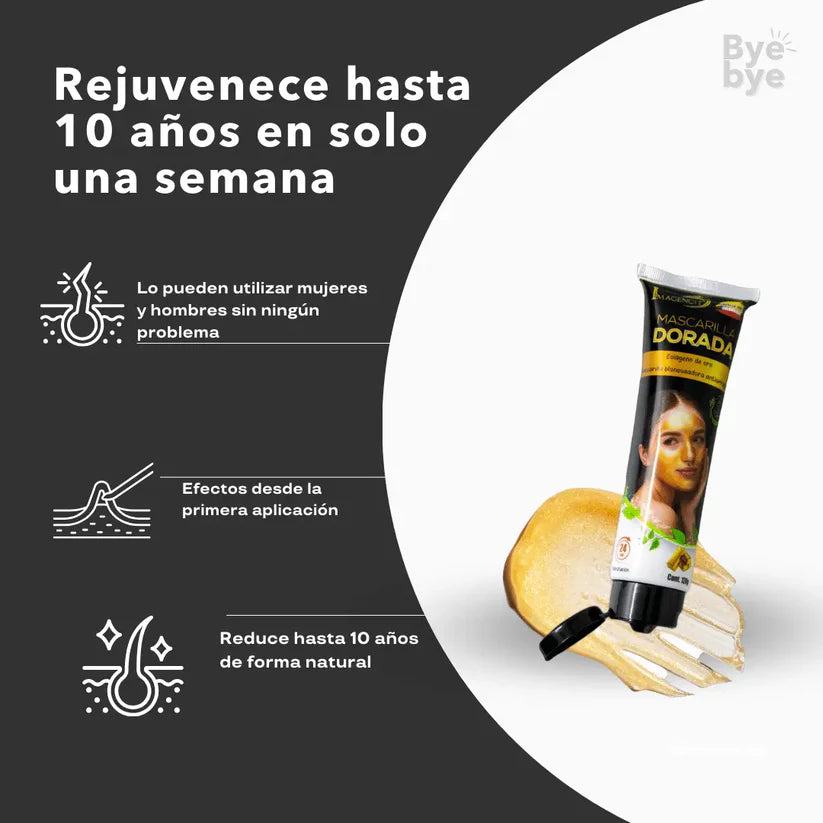 Mascarilla Dorada con Colágeno- Dile Bye Bye a las arrugas y líneas de expresión