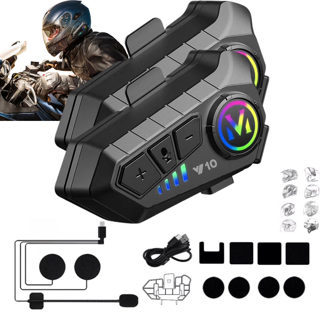 RideCom™ | Intercomunicador Para Casco De Moto, Bluetooth 5.3, Ipx6 [2 PZAS]