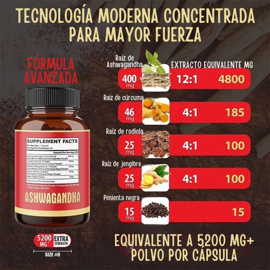 Ashwagandha - Suplemento con 90 Cápsulas