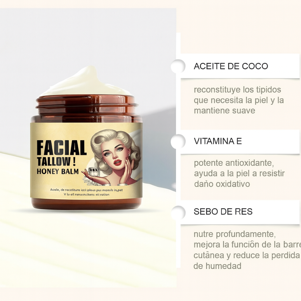 Tallow | Crema Sebo de Res con Miel 120g - Elimina arrugas, acné y la irritación