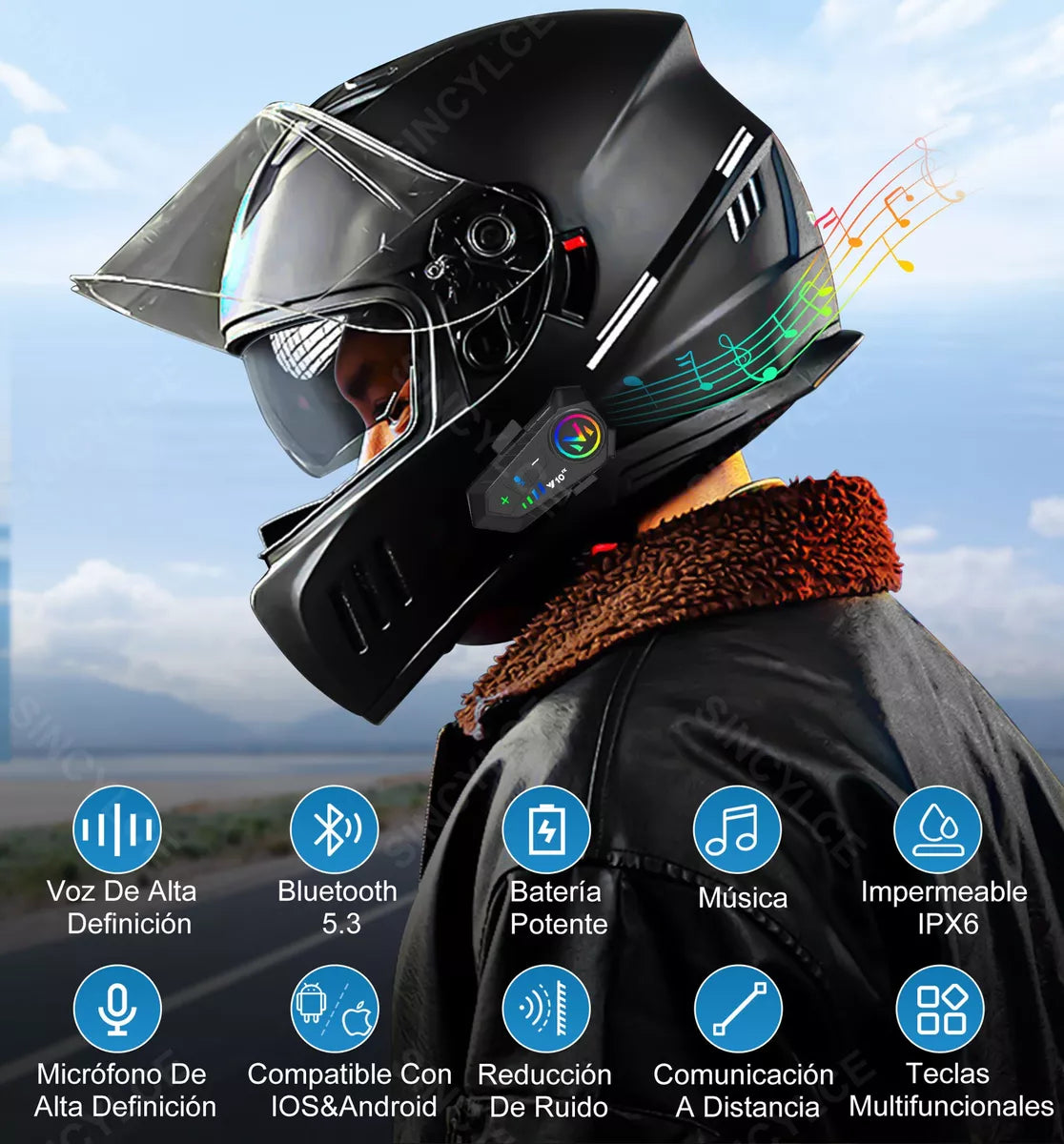 RideCom™ | Intercomunicador Para Casco De Moto, Bluetooth 5.3, Ipx6 [2 PZAS]
