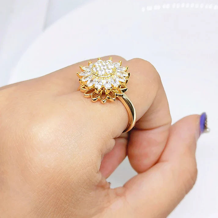 🌻  Anillo Girasol Giratorio 💍✨